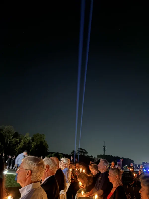 Two beams of light represent the twin towers of the World Trade Center that were attacked Sept. 11, 2001._result